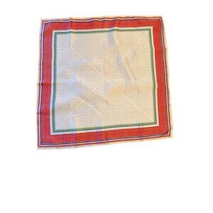 Vintage Acetate Square With Geometric Pattern In Red Green & Blue Trim